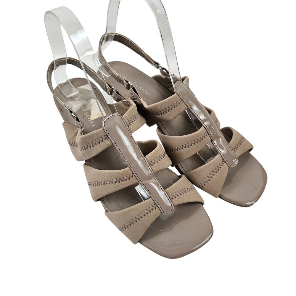 Karen Scott Sandals Womens Size 9 Slingback Fabric Straps Tan Slip On Comfort